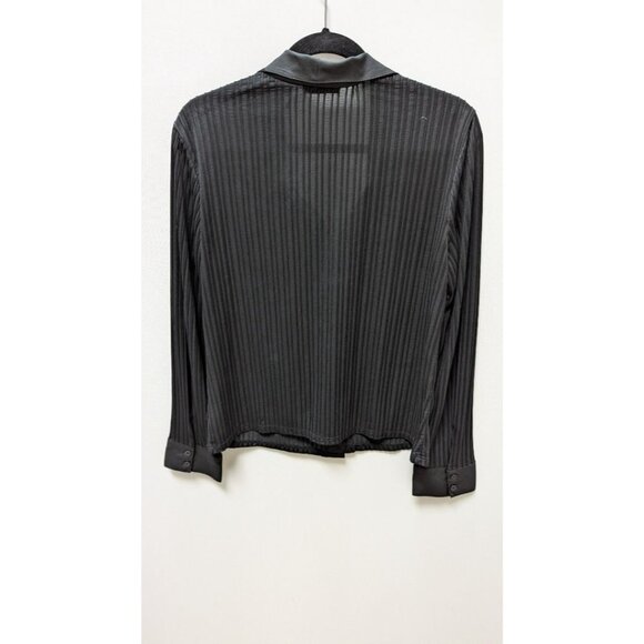 New York & Company Black Sheer Ribbed Blouse - Picture 2 of 2